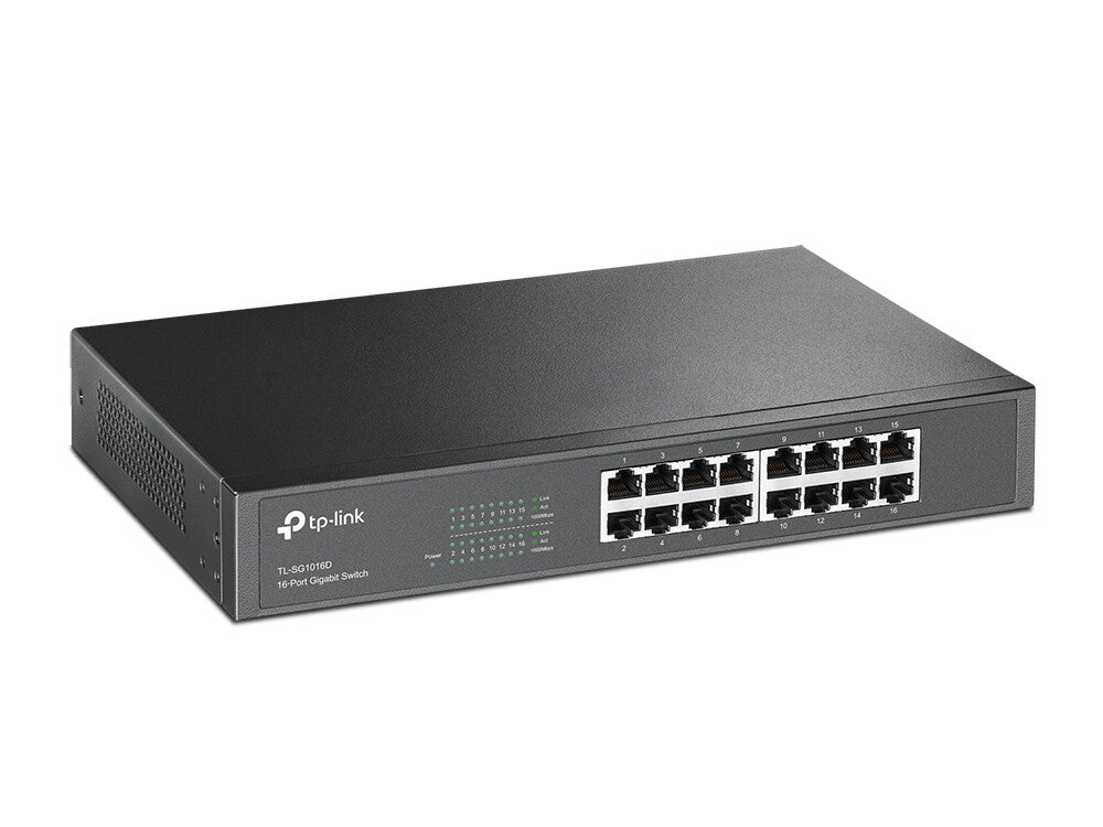 TP-Link TL-SG1016D netværksswitch Ikke administreret L2 Gigabit Ethernet (10/100/1000) Sort