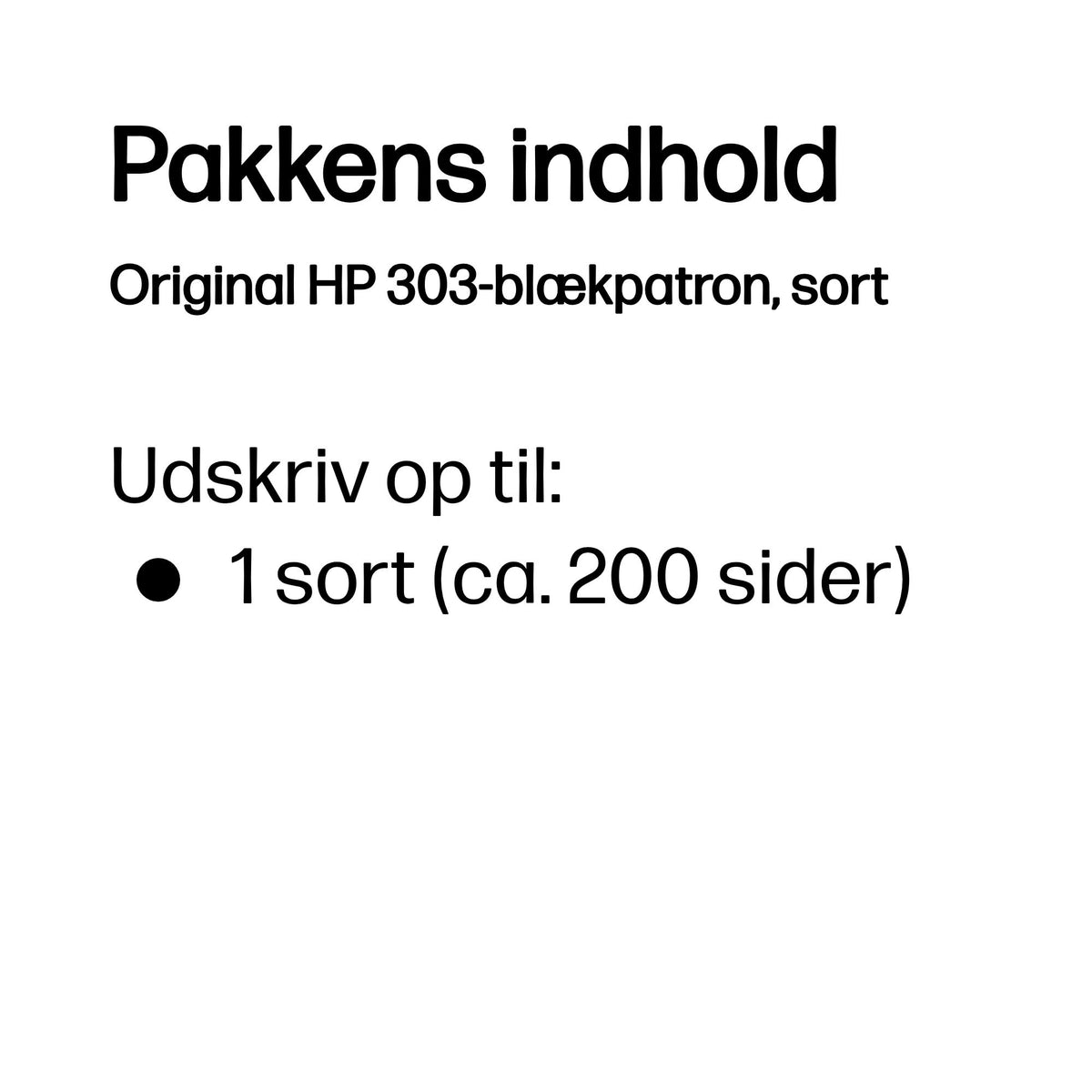 HP 303 Sort 200 sider Blæk T6N02AE