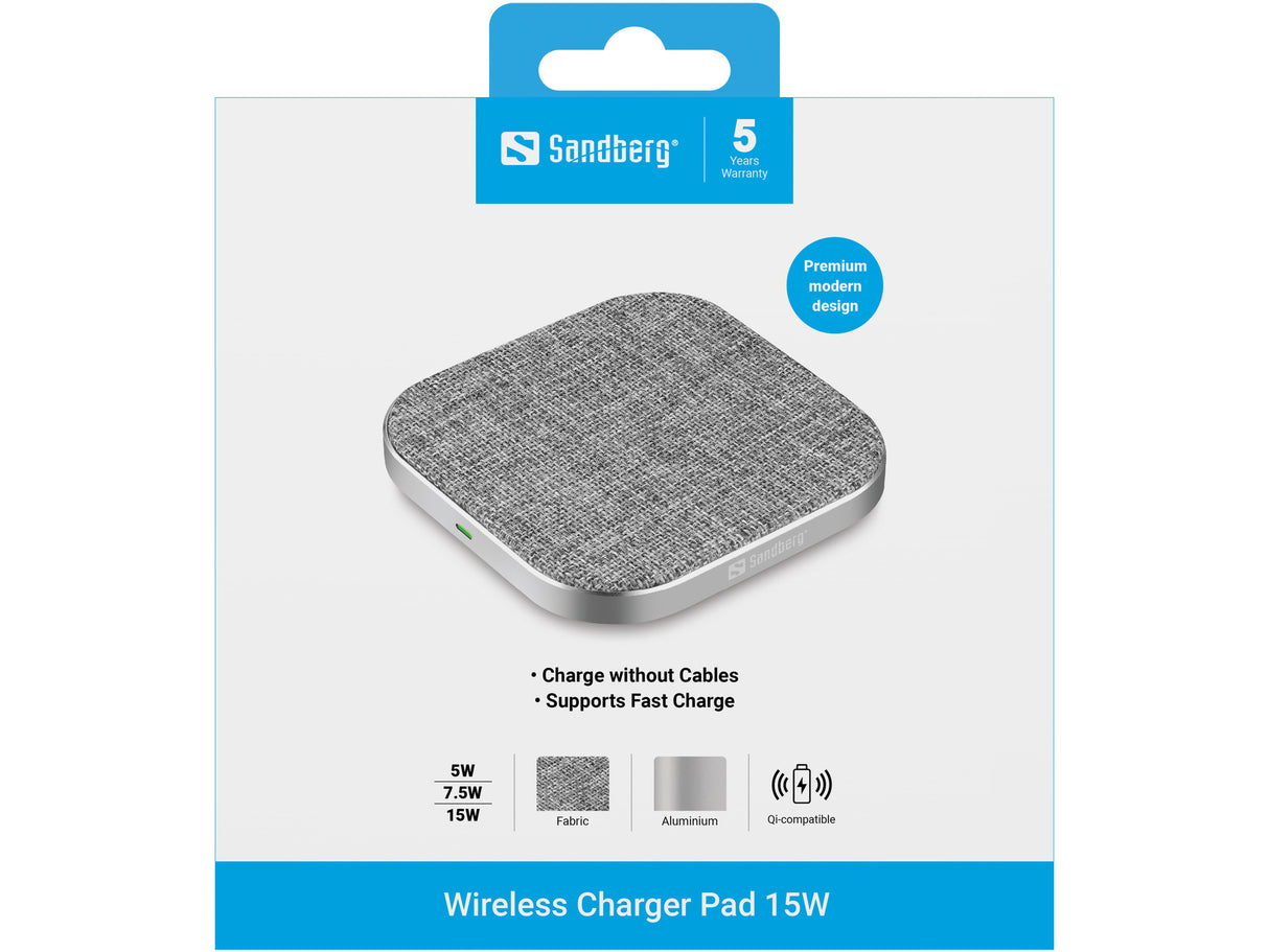 15W Wireless Charger Pad, Grey