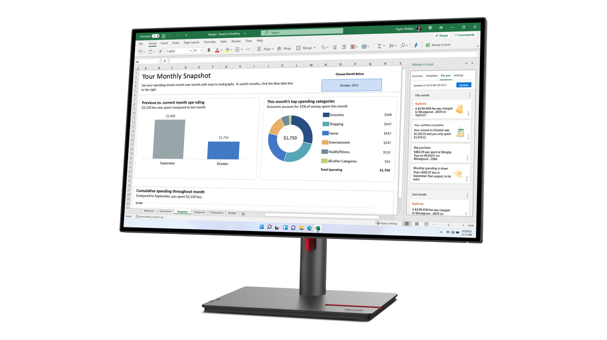Lenovo ThinkVision P27h-30 LED display 68,6 cm (27") 2560 x 1440 pixel Quad HD LCD Sort