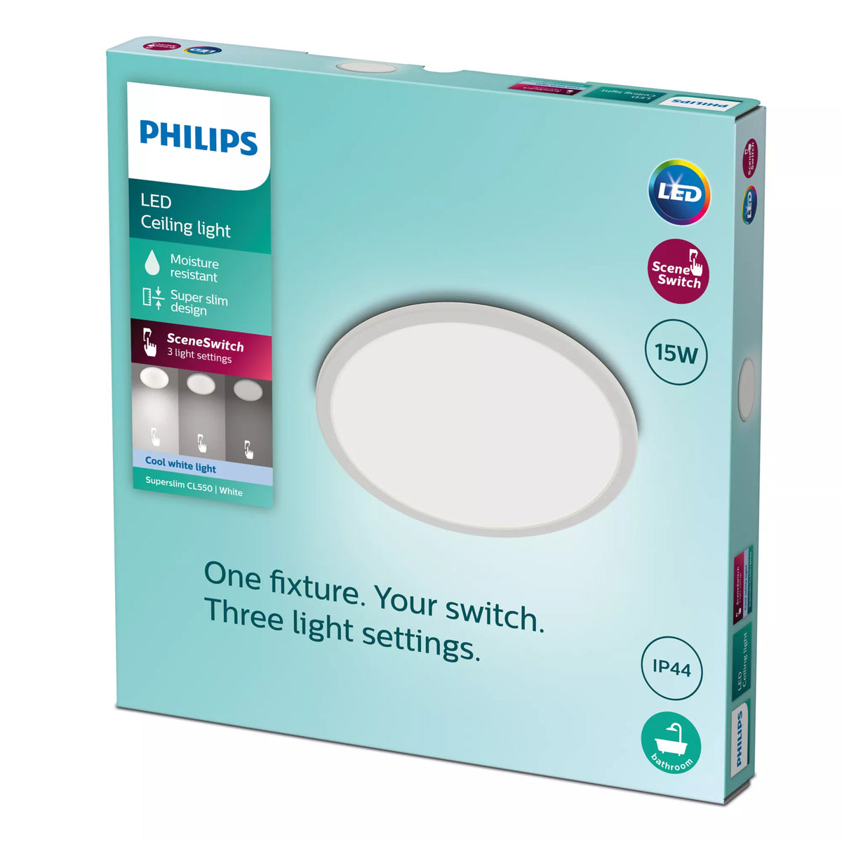 Philips Superslim CL550 Væg/loftslampe 15W 4000K