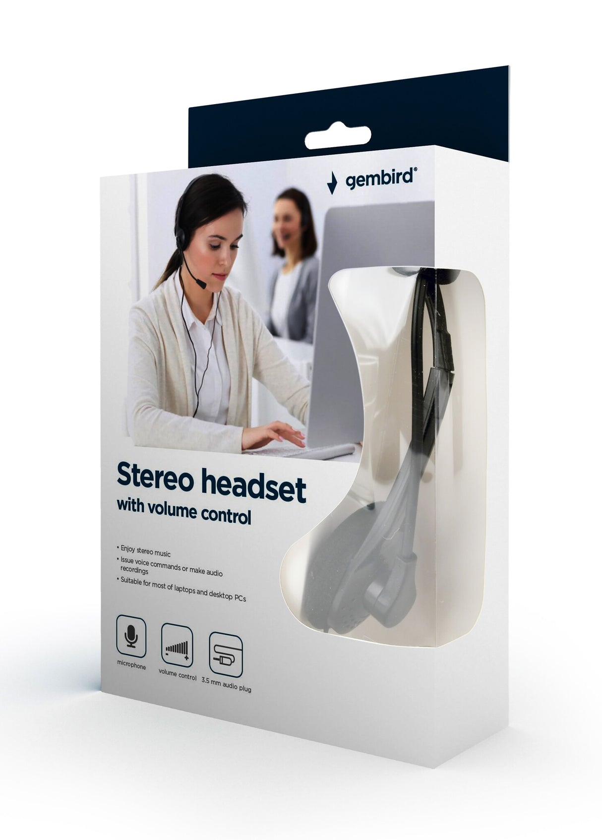 Gembird MHS-123 hovedtelefoner/headset Ledningsført Opkald/musik Sort
