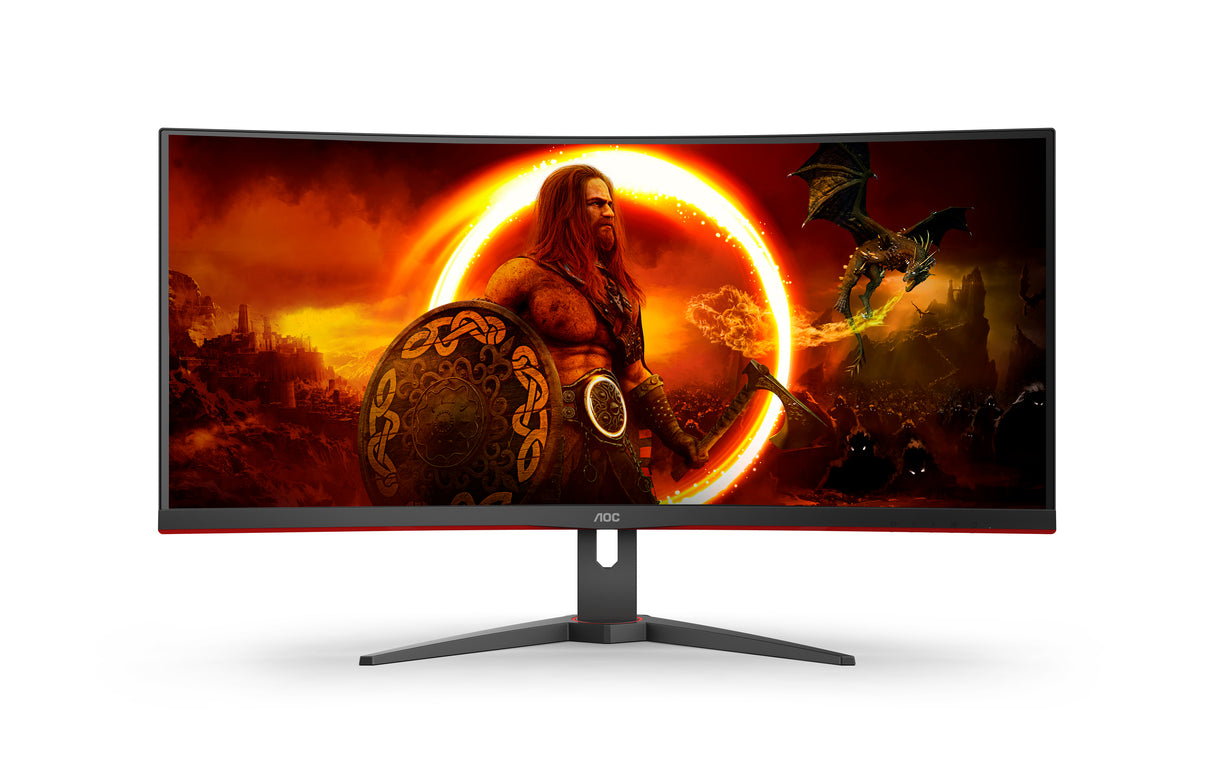 AOC G2 CU34G2XE/BK LED display 86,4 cm (34") 3440 x 1440 pixel Wide Quad HD LCD Sort, Rød