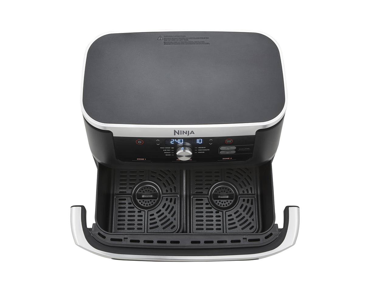 Ninja AF500EU frituregryde Dobbelt 10,4 L Enkeltstående 2470 W Varmluftsteger Sort, Rustfrit stål