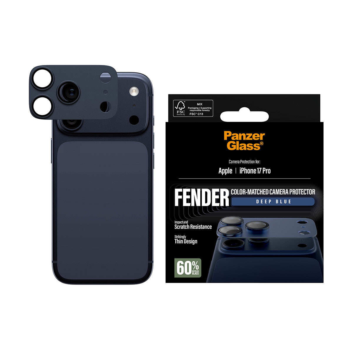PanzerGlass ® Fender Kamerabeskytter Dybblå iPhone 17 Pro