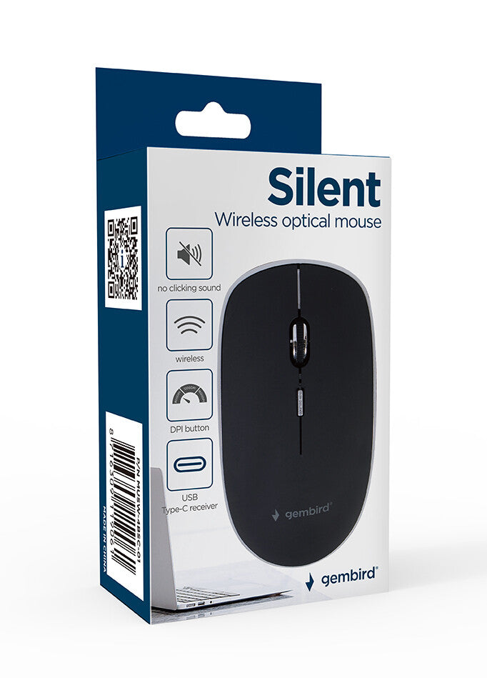 Gembird MUSW-4BSC-01 mus Ambidextrous RF Wireless + USB Type-C Optisk 1600 dpi