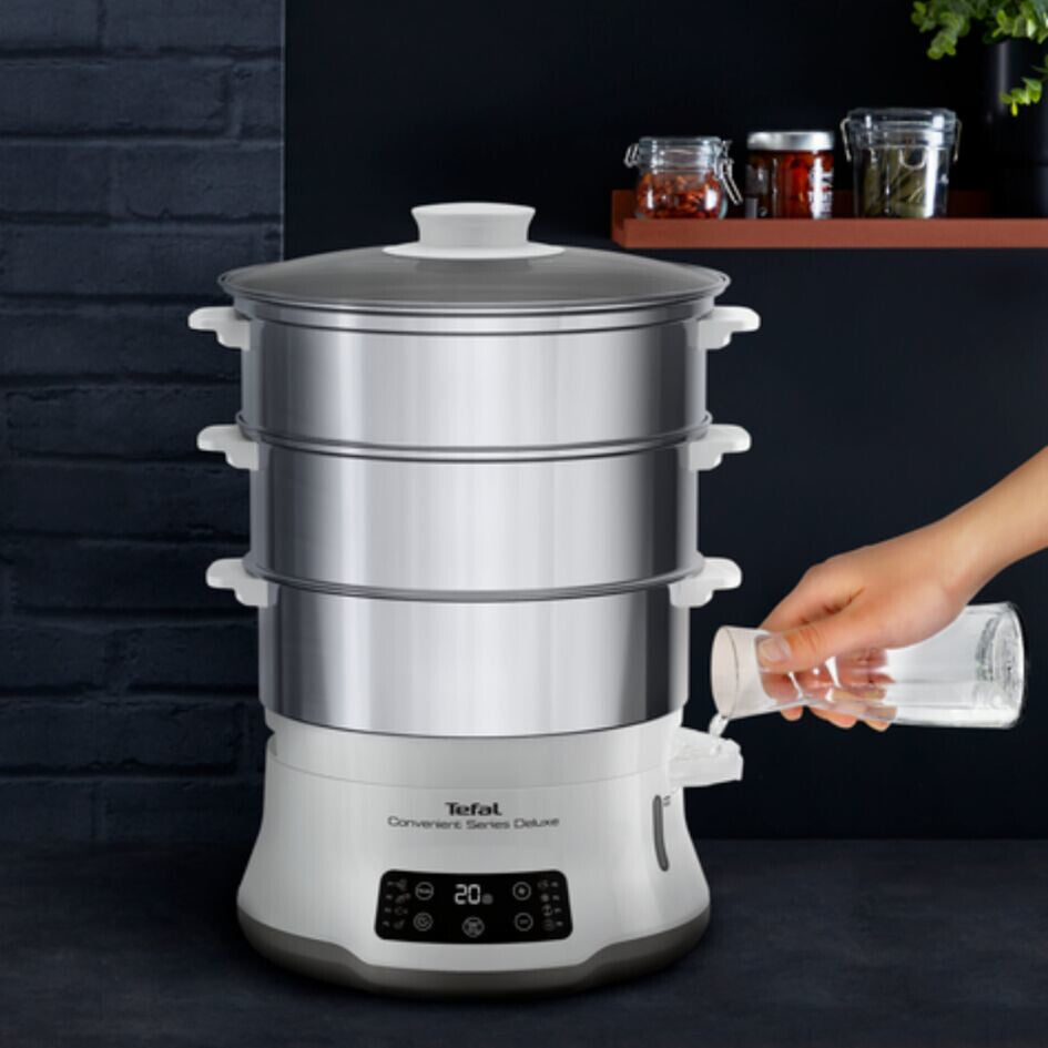 Tefal Convenient Series Deluxe VC502D dampkoger 3 kurv(e) Bordplade 900 W Rustfrit stål, Hvid