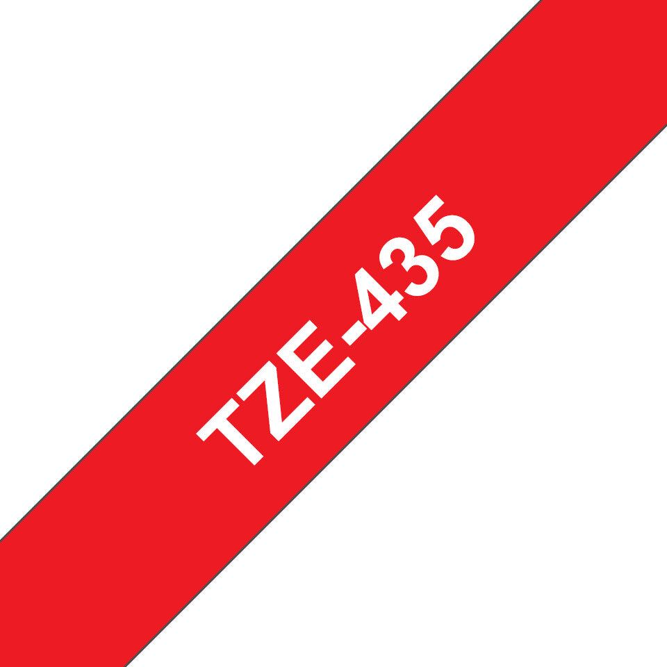 Brother TZE-435 etiketbånd Hvid på rød
