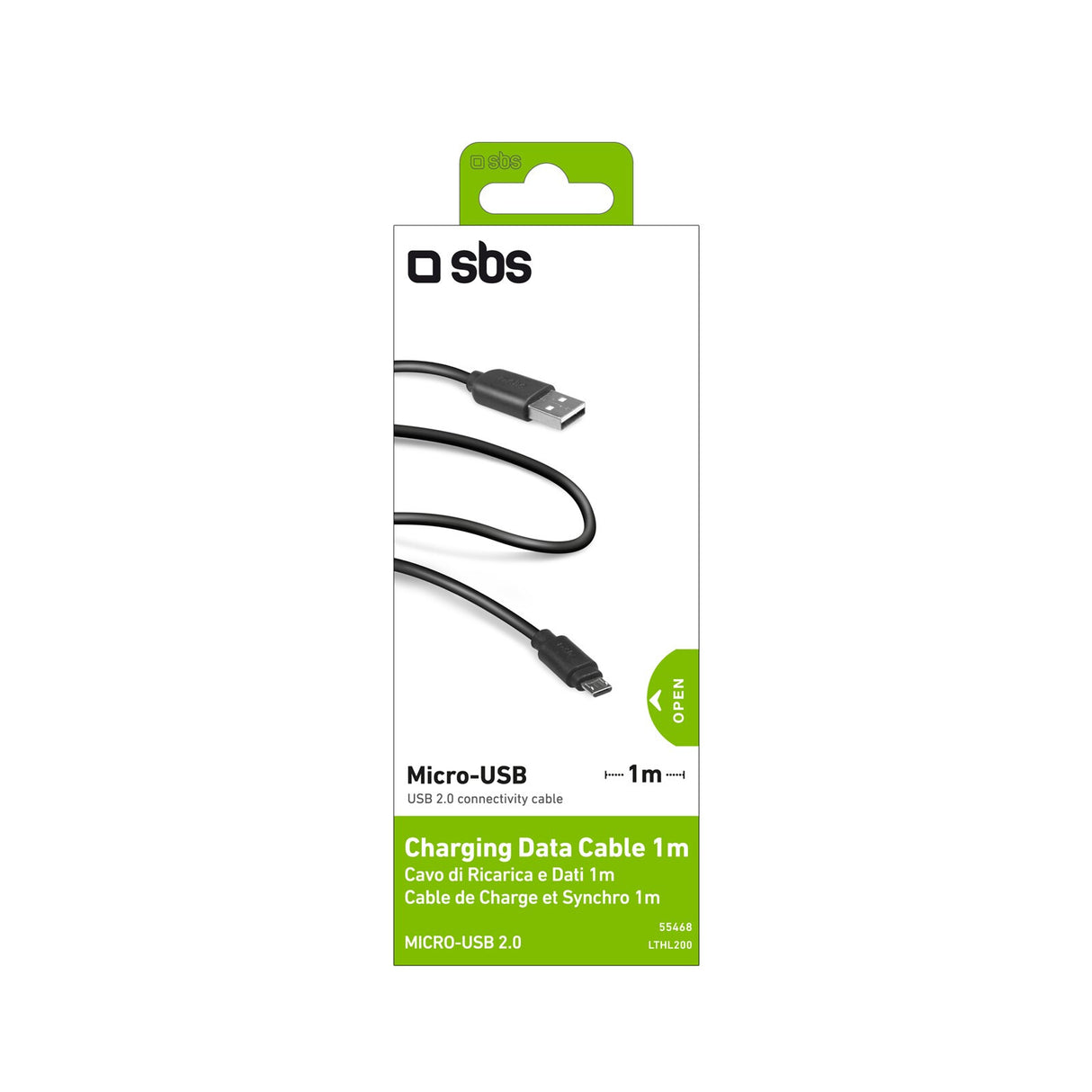 SBS 1m USB2.0/MicroUSB USB-kabel USB A Micro-USB A 0,48 Gbit/sek. Sort