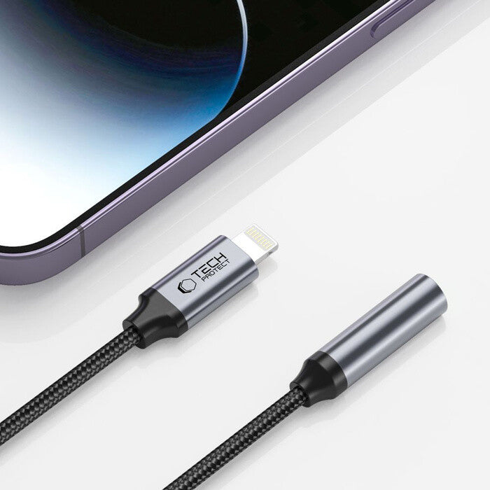 Tech-Protect 9490713929599 kabel kønsskifter Lightning 3.5mm Mini Jack Sort