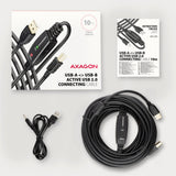 Axagon ADR-210B USB 2.0 A-M -> B-M active connecting/repeater cable 10m - Kabel - Digital/Daten USB-kabel USB A USB B 0,48 Gbit/sek. Sort