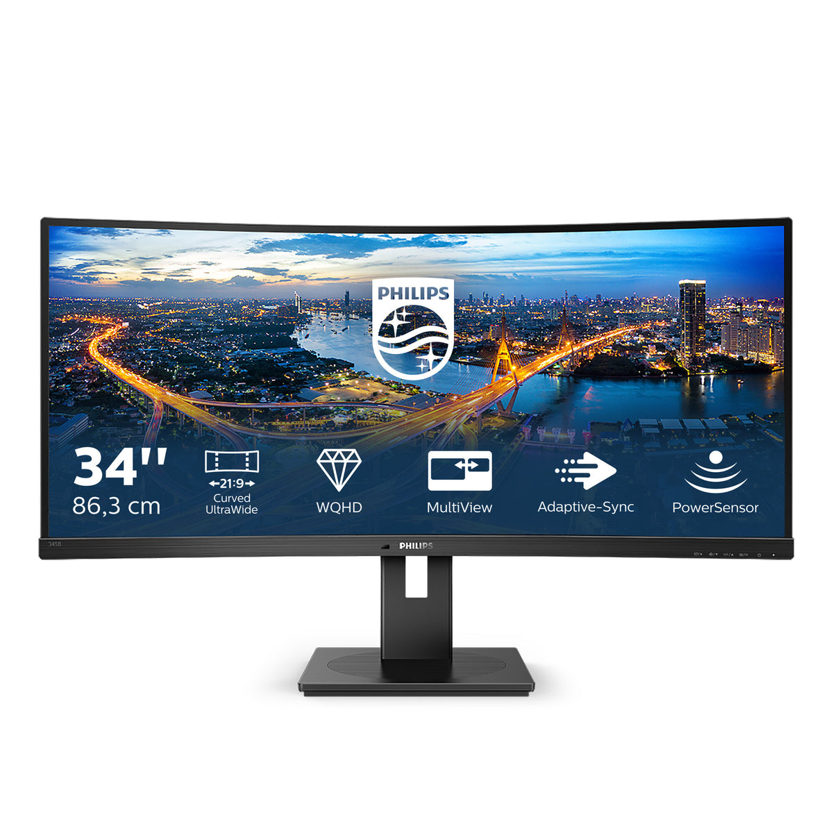 Philips B Line 345B1C/00 computerskærm 86,4 cm (34") 3440 x 1440 pixel Quad HD LCD Sort