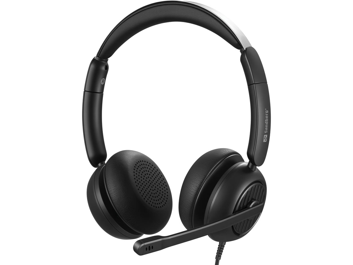Sandberg 126-54 hovedtelefoner/headset Ledningsført Kontor/Callcenter USB Type-C / USB Type-A Sort
