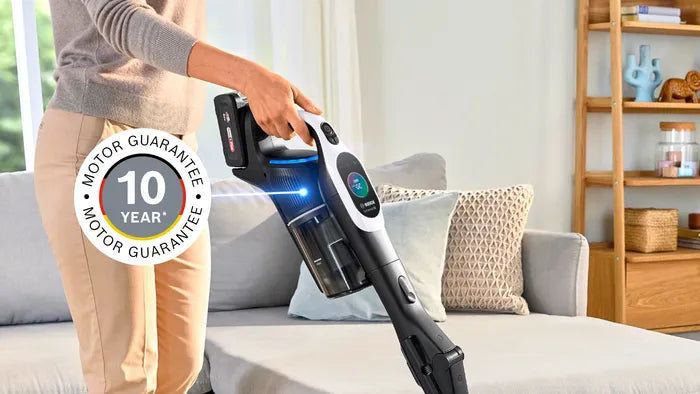 Bosch BCS1041WAC stav støvsuger & elektrisk kost Stick vakuum Batteri Dry HEPA Poseløs 0,4 L 23,5 W Sort, Hvid 4 At