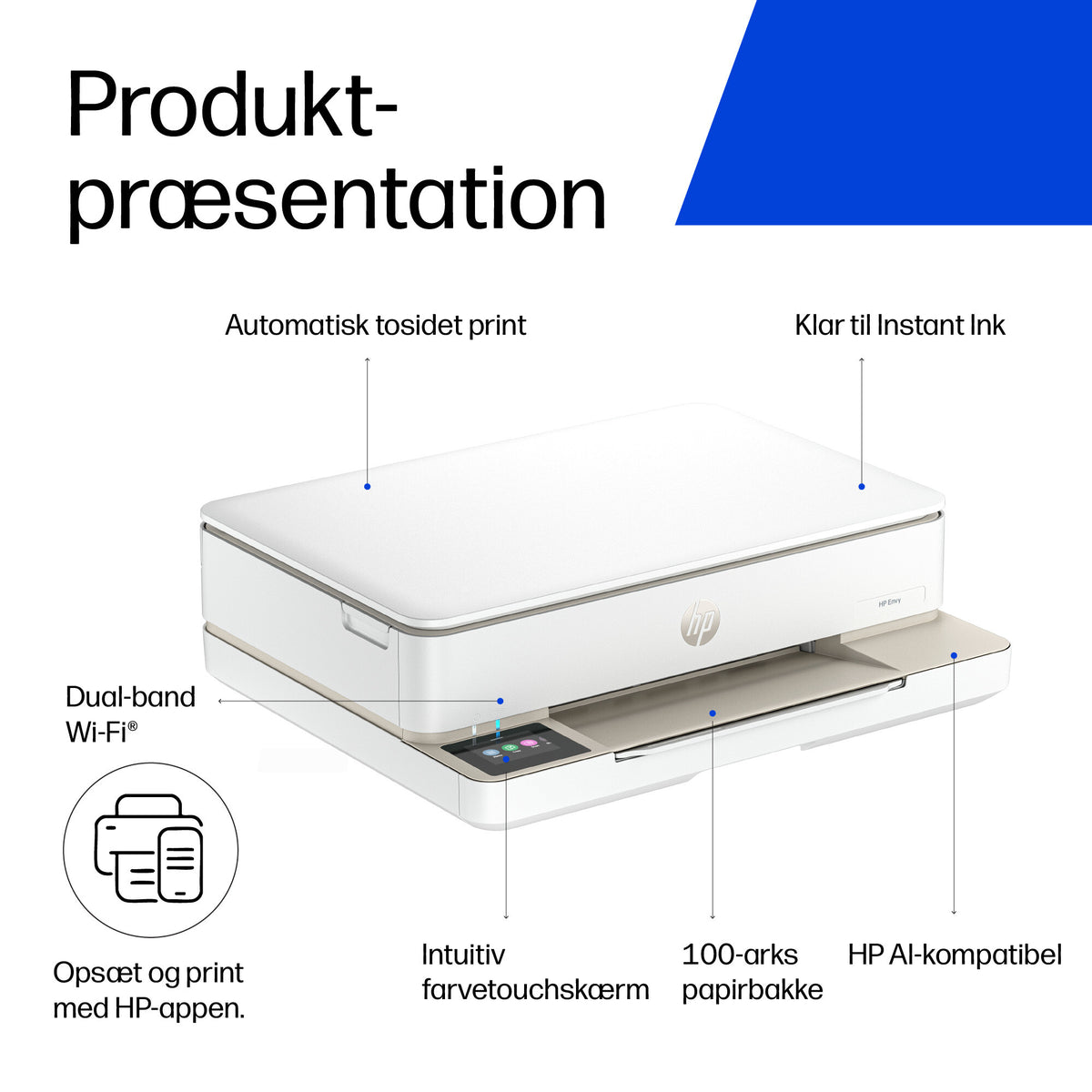 HP ENVY 6120e Trådløst All-in-One Farve Printer, Instant Ink; Fotoudskrivning