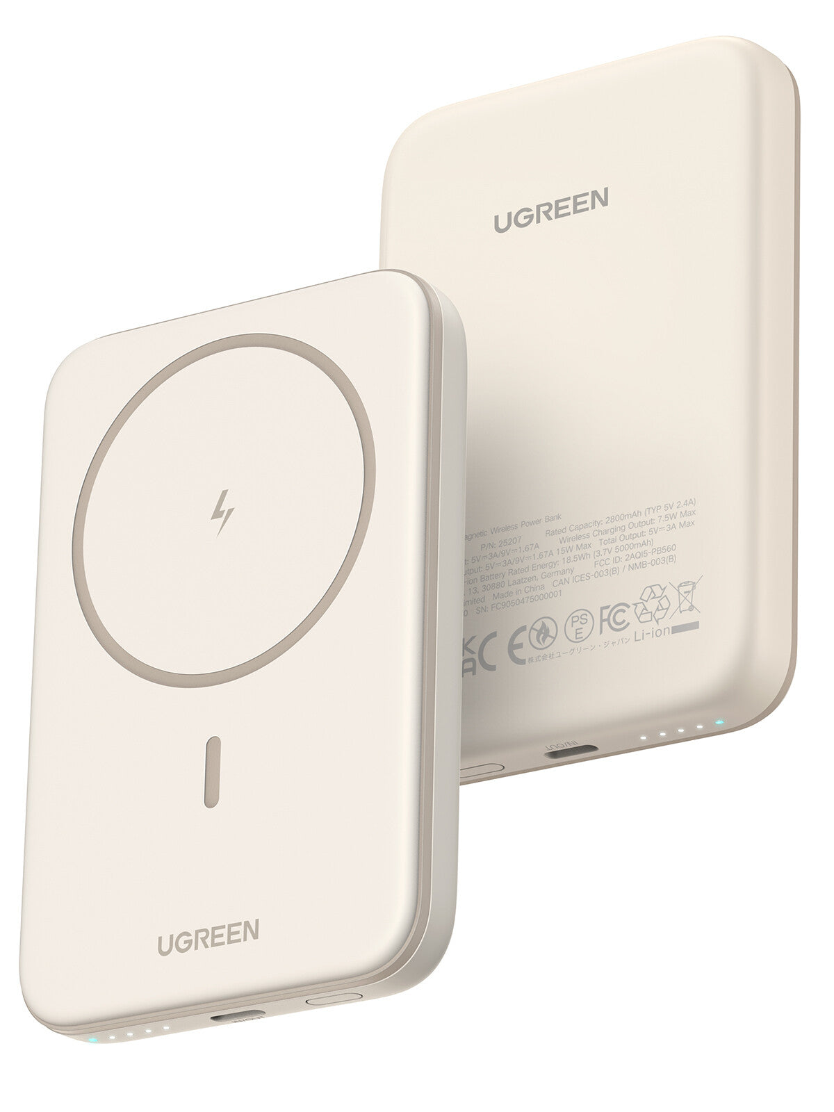 Ugreen 25207 powerbank 5000 mAh Trådløs opladning Sort