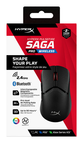 HyperX Pulsefire Saga Pro Optisk Trådløs Sort