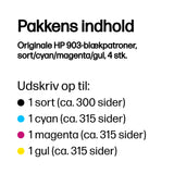 HP 903 Sort Gul Cyan Magenta Blæk 6ZC73AE