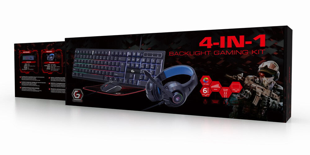 Gembird GGS-UMGL4-02 tastatur Mus inkluderet Spil USB QWERTY US engelsk Sort