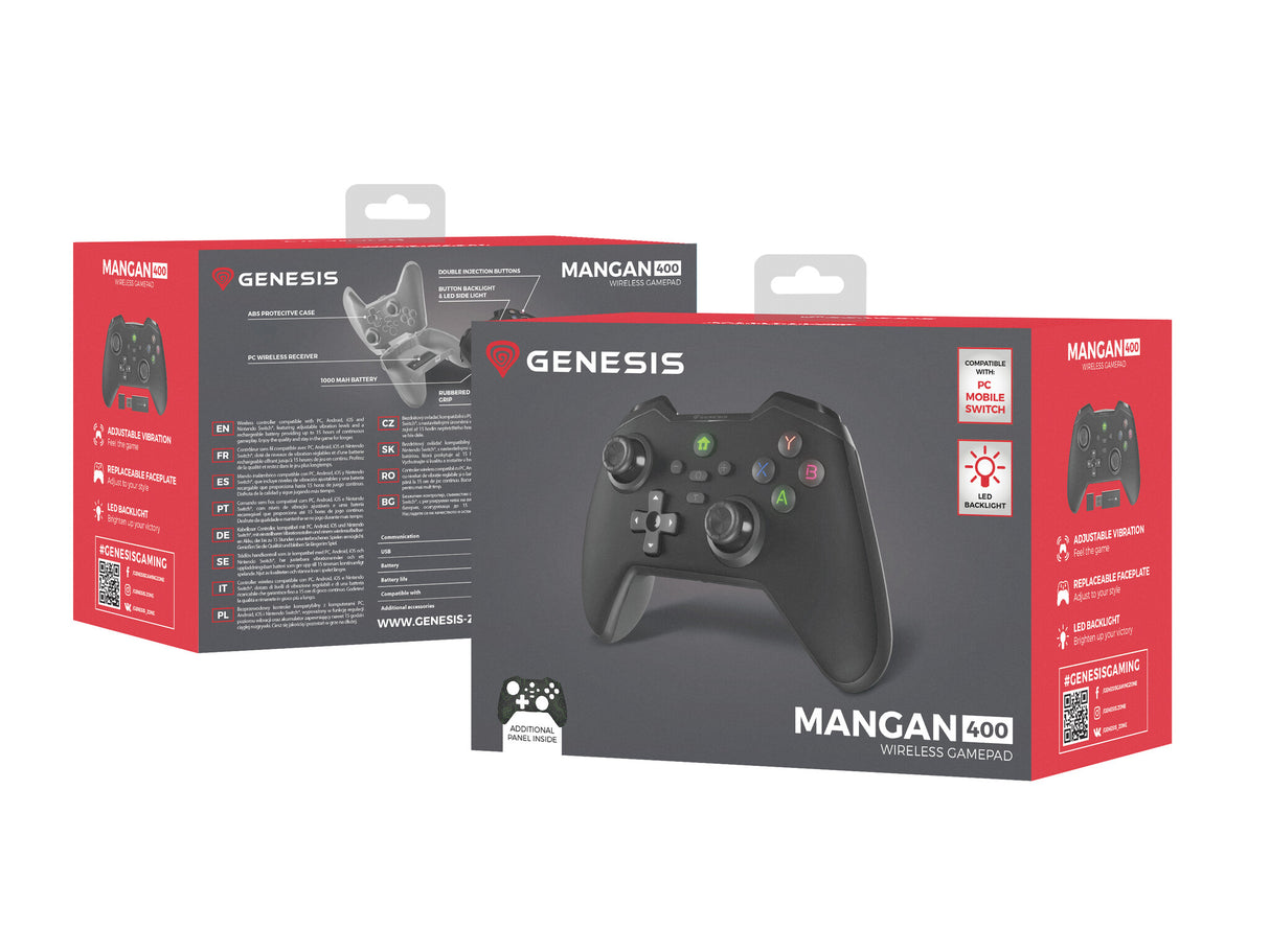 GENESIS Mangan 400 Sort Bluetooth Gamepad Analog/digital Android, MAC, Nintendo Switch, PC, iOS