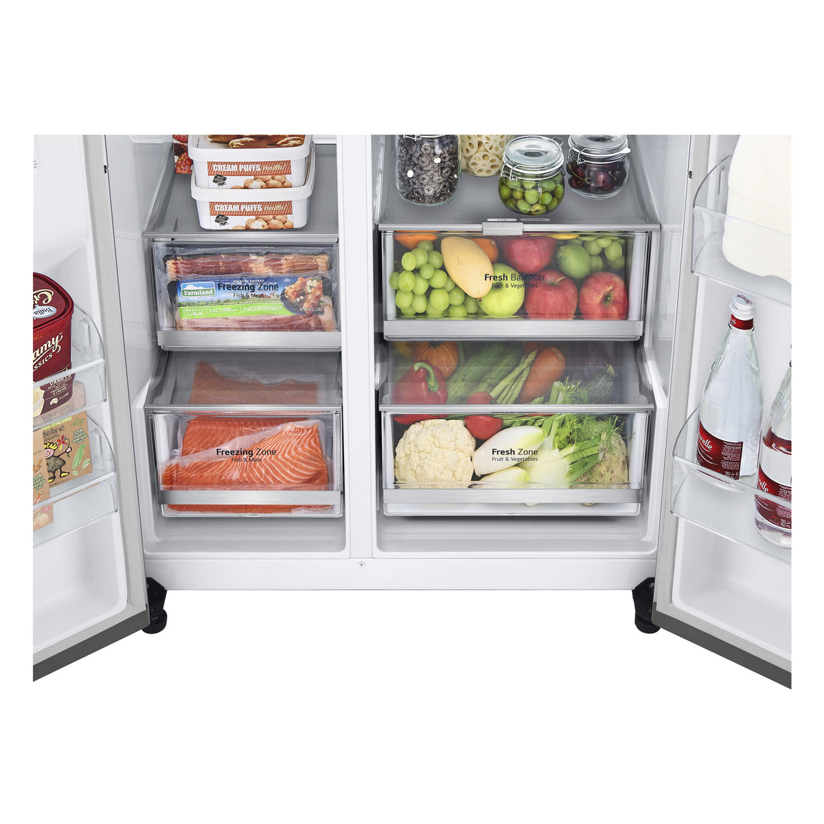 LG InstaView GSXV90BSAE side-by-side køle-fryseskab Fritstående 635 L Rustfrit stål