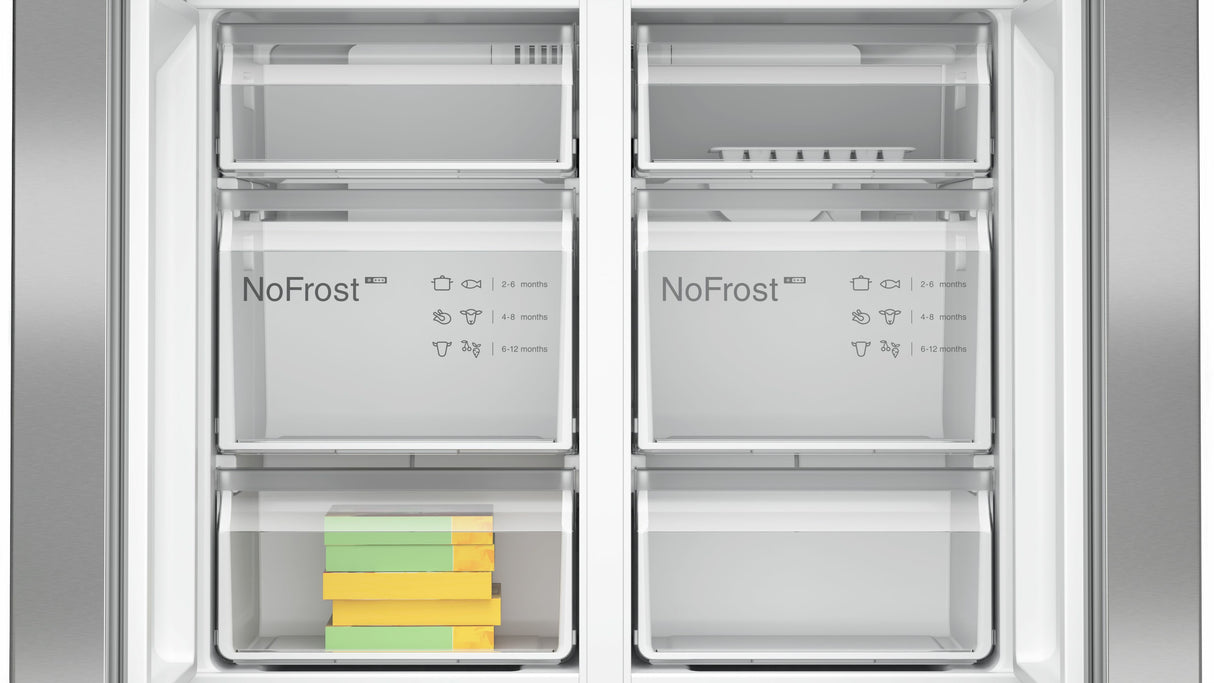 Bosch Serie 4 KFN96VPEA side-by-side køle-fryseskab Fritstående 605 L Rustfrit stål
