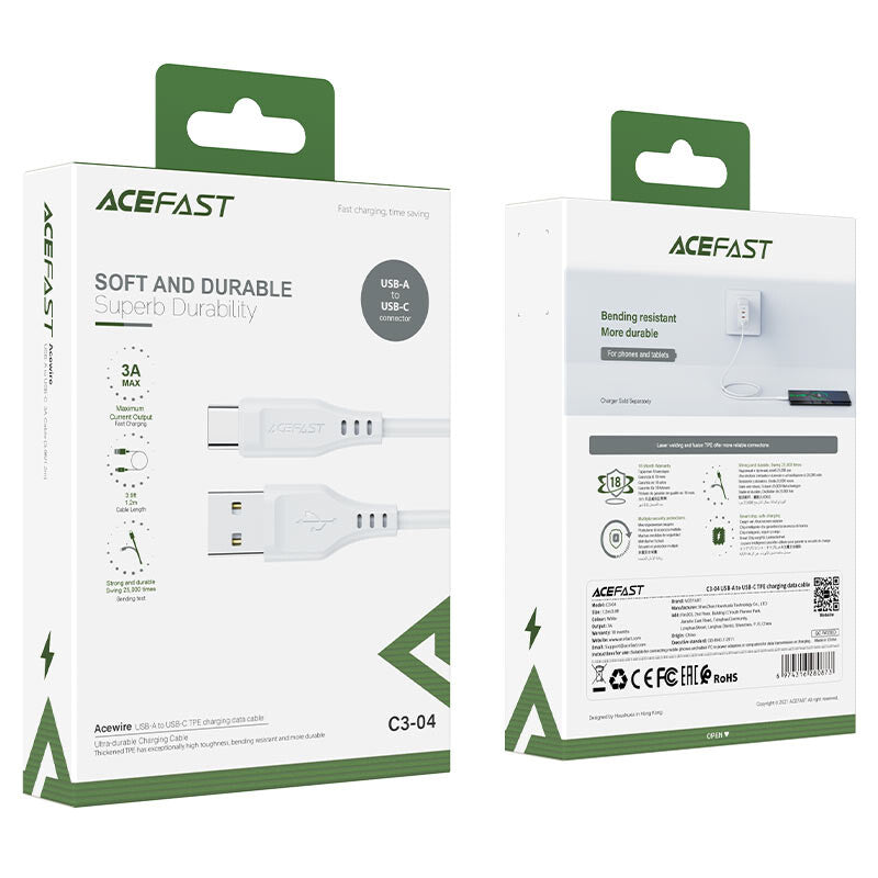 ACEFAST C3-04 USB-kabel 1,2 m USB A USB C 0,48 Gbit/sek. Hvid