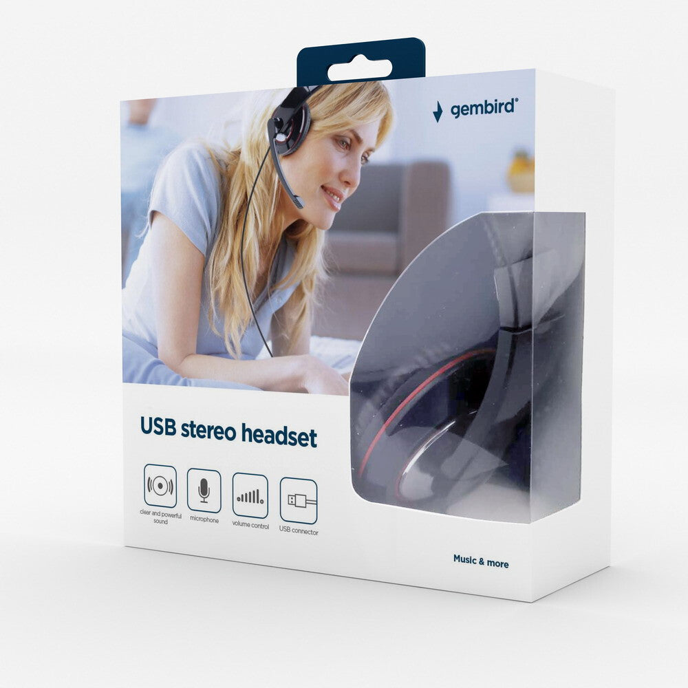 Gembird MHS-U-001 hovedtelefoner/headset Ledningsført Opkald/musik Sort