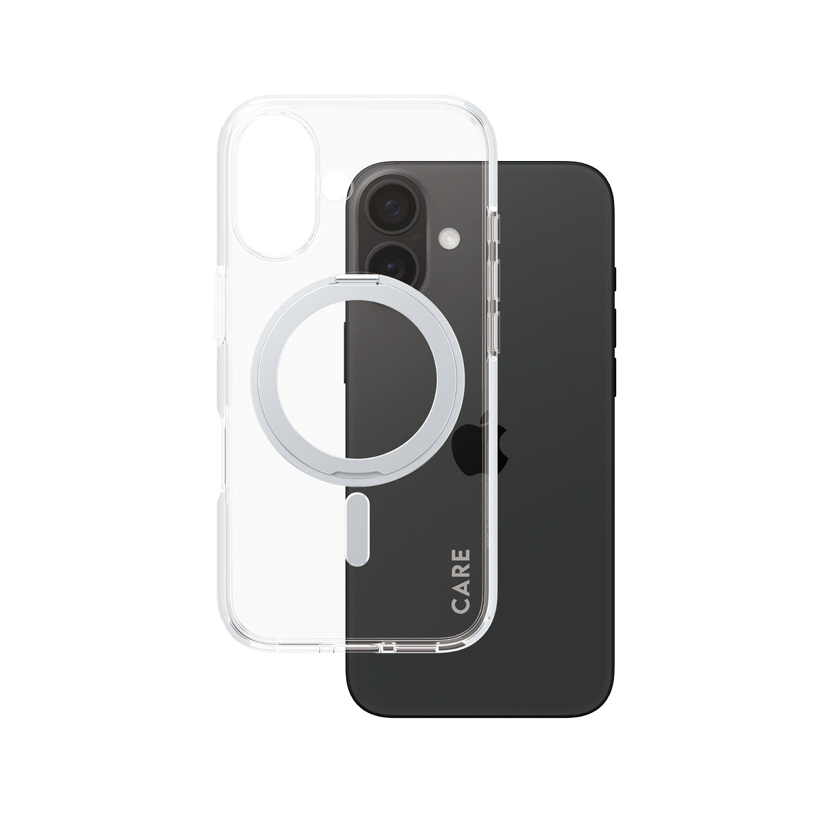 PanzerGlass CARE by ® Feature Case Transparent m. Sølv Kickstand & MagSafe iPhone 16