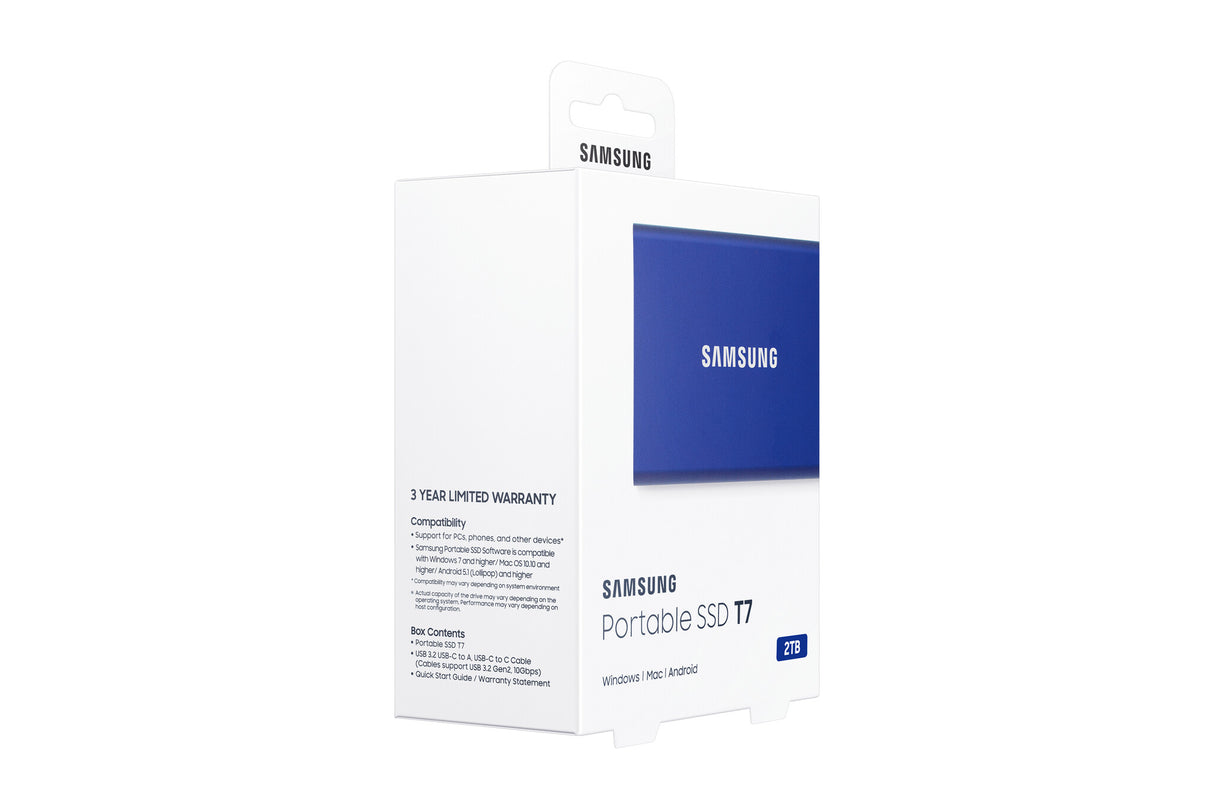 Samsung Portable SSD T7 2 TB USB Type-C 3.2 Gen 2 (3.1 Gen 2) Blå