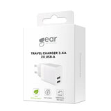 Gear Lader 220V 2xUSB-A 3,4A Hvid