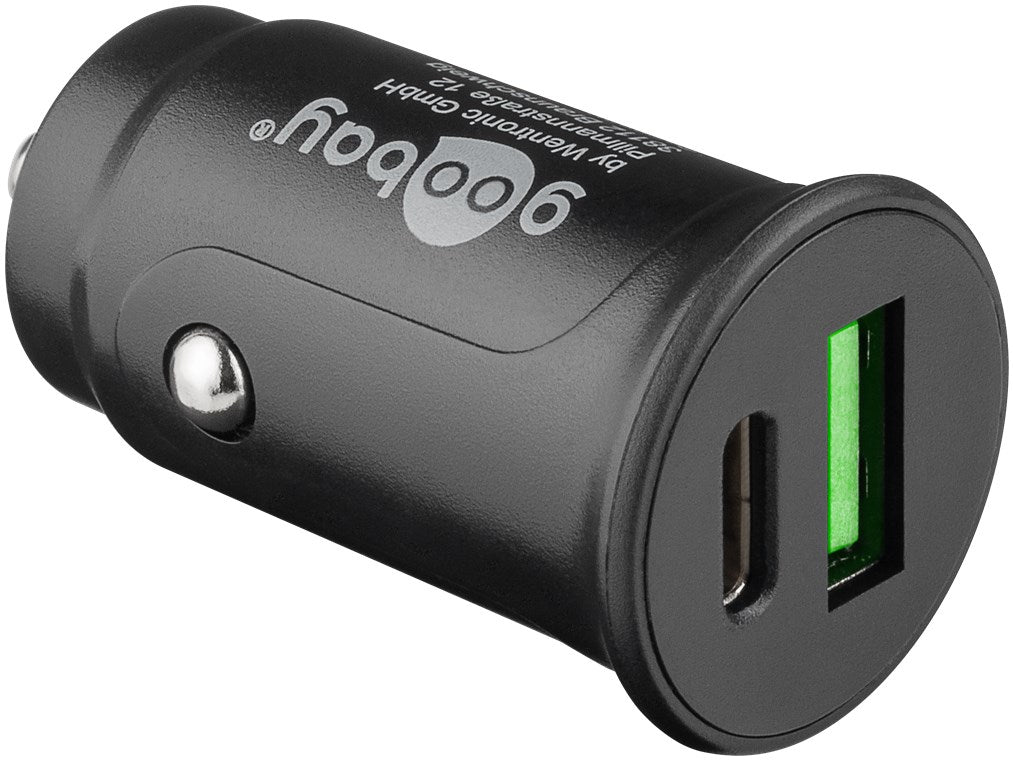 Goobay Dual-USB Auto Fast Charger USB-C™ PD 27W (12/24V) Bil oplader Sort