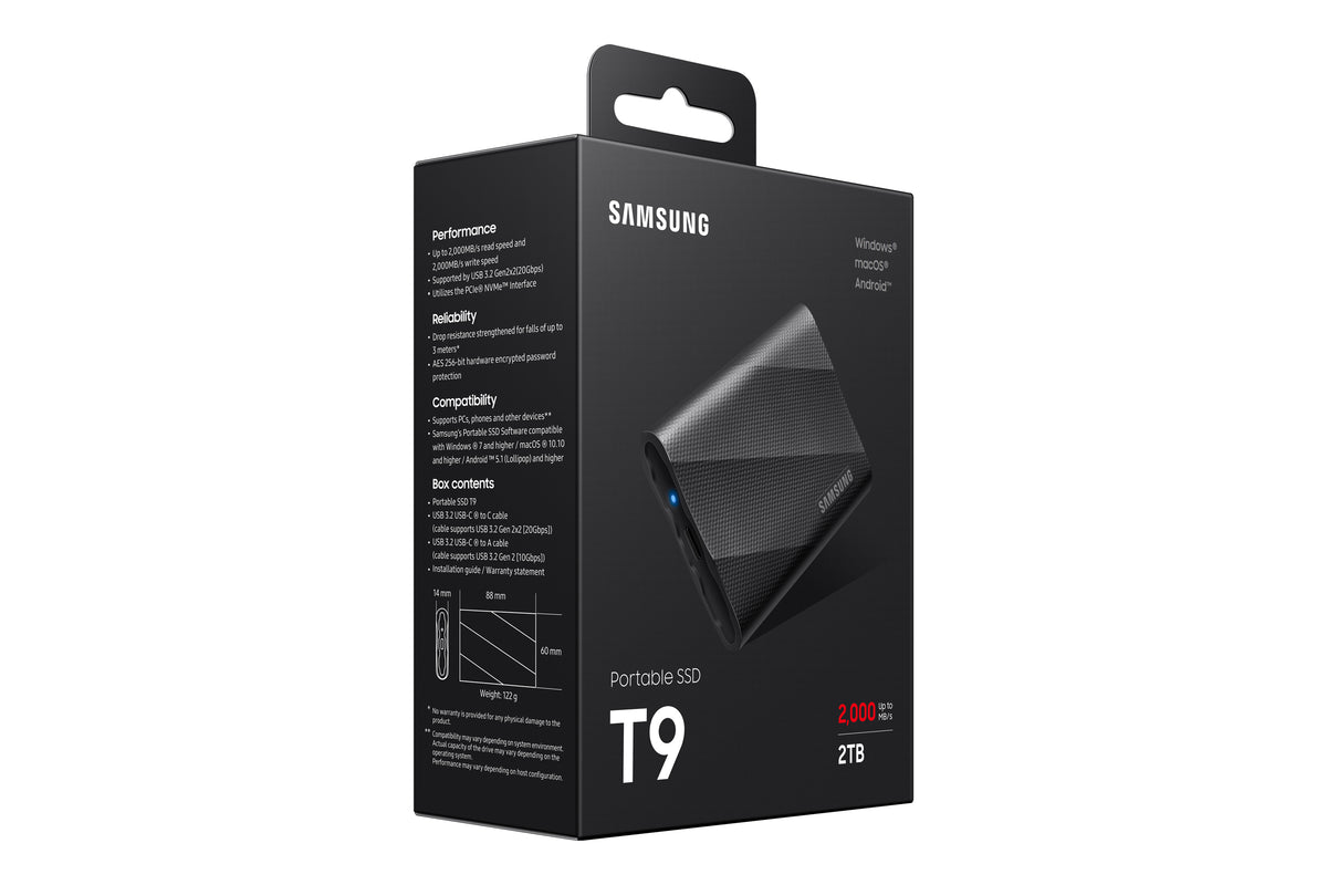 Samsung T9 SSD MU-PG2T0B 2TB USB 3.2 Gen 2x2