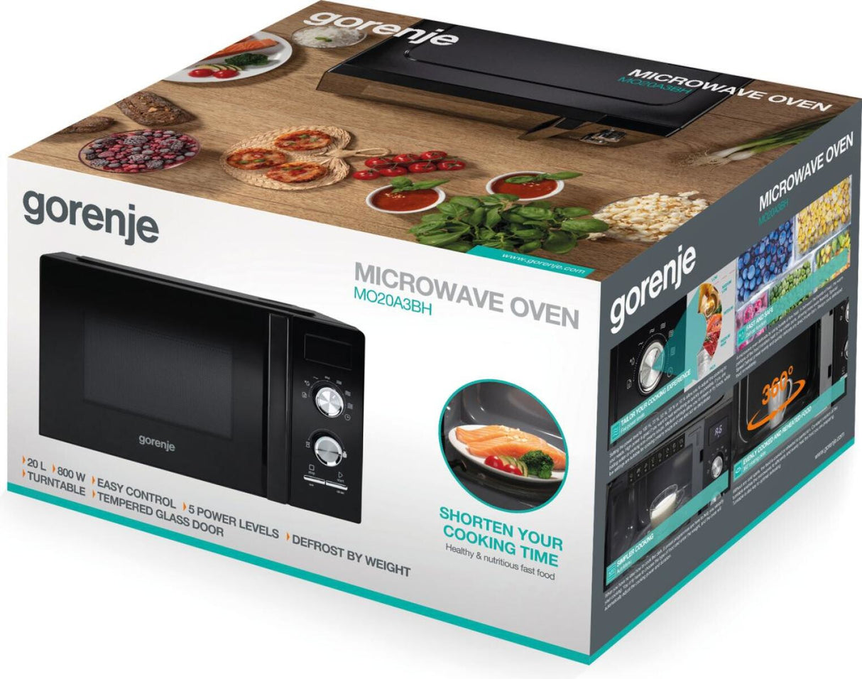 Gorenje MO20A3BH Sort Kombination mikroovn Bordplade 20 L 800 W