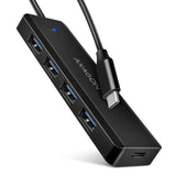 Axagon HUE-C1C interface hub USB 3.2 Gen 1 (3.1 Gen 1) Type-C 5000 Mbit/s Sort