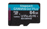 Kingston Technology 64 GB microSDXC Canvas Go! Plus Gen4 200MB/s A2 U3 V30-kort + adapter