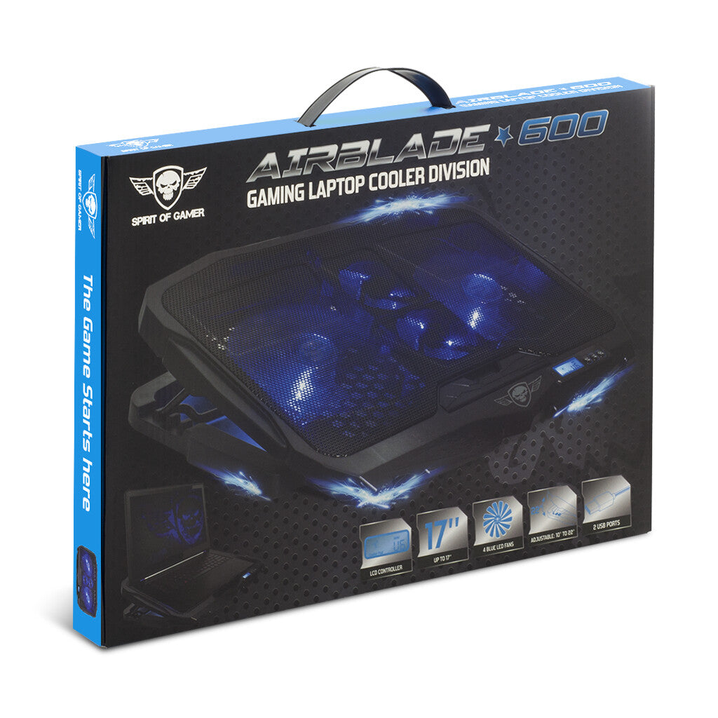 Spirit of Gamer Airblade 600 køling til laptop 43,2 cm (17") 1500 rpm Sort, Blå
