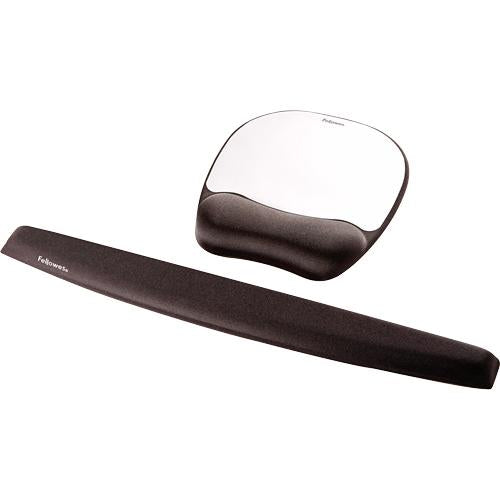 Fellowes Mouse Mat Wrist Support - Memory Foam Mouse Pad with Soft Foam Pillow - Ergonomic Mouse Mat for Computer, Laptop, Home Office Use - Compatible with Laser and Optical Mice - Silver