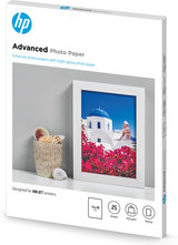 HP Advanced-fotopapir, blankt, 250 g/m2, 13 x 18 cm (127 x 178 mm), 25 ark