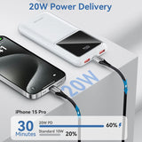 Vention Powerbank, ventiliacija, FHKW0, 10000 mAh, mikro USB, USB-C, 2xUSB-A, Hvid