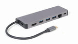 Gembird A-CM-COMBO5-05 interface hub USB 3.2 Gen 1 (3.1 Gen 1) Type-C 5000 Mbit/s Grey