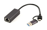 Gembird A-USB3AC-LAN-01 USB 3.1 + type-C Gigabit network adapter space grey