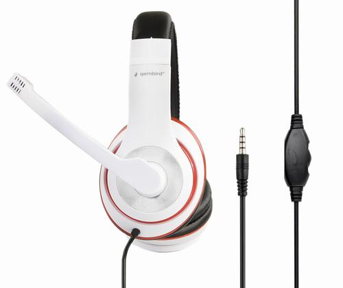 Gembird MHS-03-WTRDBK headphones/headset Wired Head-band Gaming Black, Red, White