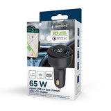 Gembird TA-UC-AC2PD65LCD-CAR-01 mobile device charger Universal Black Cigar lighter Fast charging Auto