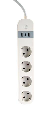 Gembird TSL-PS-S4U-01-W Smart power strip 4 AC outlet(s) Type E 1.5 m 3 3880 W White