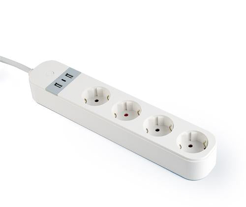 Gembird TSL-PS-S4U-01-W Smart power strip 4 AC outlet(s) Type E 1.5 m 3 3880 W White