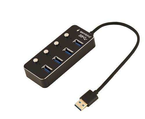 Gembird UHB-U3P4P-01 interface hub USB 3.2 Gen 1 (3.1 Gen 1) Type-A 5000 Mbit/s Black