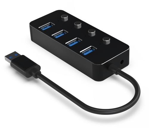 Gembird UHB-U3P4P-01 interface hub USB 3.2 Gen 1 (3.1 Gen 1) Type-A 5000 Mbit/s Black
