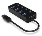 Gembird UHB-U3P4P-01 interface hub USB 3.2 Gen 1 (3.1 Gen 1) Type-A 5000 Mbit/s Black