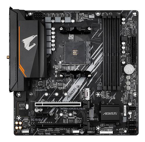 GIGABYTE B550M AORUS ELITE AX Motherboard - AMD Ryzen 5000 CPUs, 5+3 Phases VRM, up to 4733MHz DDR4, 1xPCIe 4.0 + 1xPCIe 3.0 M.2, Wi-Fi 6E, 1GbE LAN, USB 3.2 Gen 1